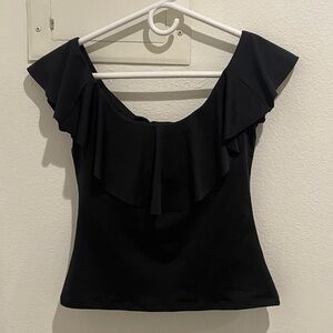 Trina Turk Black Ruffle Blouse
